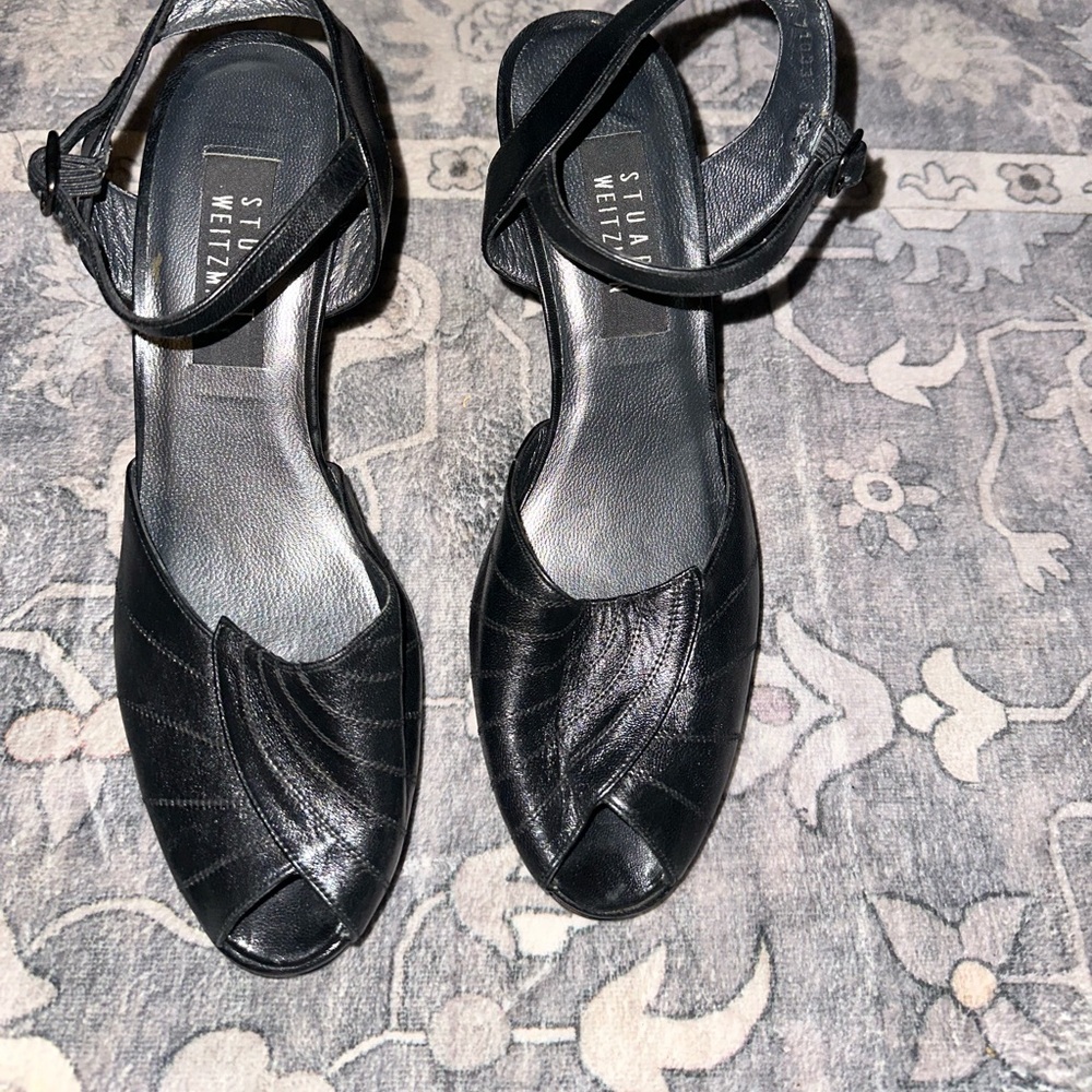 Stuart Weitzman Black Peep-Toe Heels - Picture 2 of 7